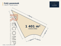 Rozmery celého pozemku 1 401 m²